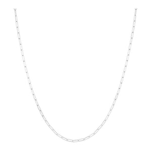 14k White Gold 24" Paperclip Necklace