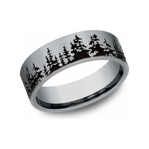 Benchmark 8mm Tree Line Tantalum Wedding Band