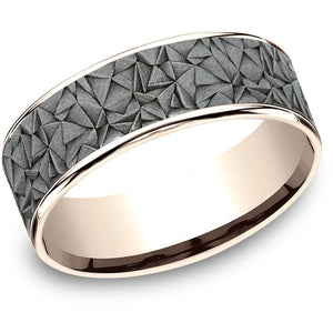 Benchmark Tantalum and 14k Rose Gold 7.5mm Kaleidoscope Wedding Band