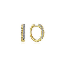 Load image into Gallery viewer, Gabriel 14K Yellow Gold Bujukan Beaded Diamond Huggie Earrings
