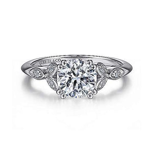 Gabriel "Celia" 14K White Gold Round Diamond Engagement Ring