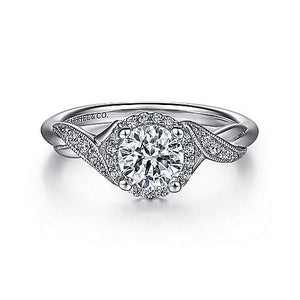 Gabriel "Shae" 14K White Gold Halo Diamond Engagement Ring