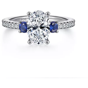 Gabriel 14K White Gold "Chantal" Sapphire Three Stone Engagement Ring