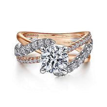 Load image into Gallery viewer, Gabriel &quot;Zaira&quot; 14K Rose and White Gold Free Form Engagement Ring
