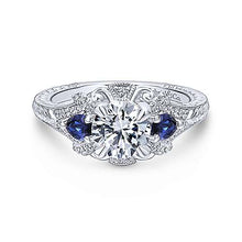 Load image into Gallery viewer, Gabriel &quot;Chrystie&quot; 14K White Gold Sapphire and Diamond Engagement Ring
