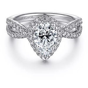 Gabriel 14K White Gold "Chatham" Twist Diamond Engagement Ring