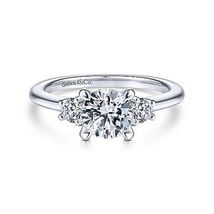 Gabriel "Sanaa" 14K White Gold Three Stone Engagement Ring