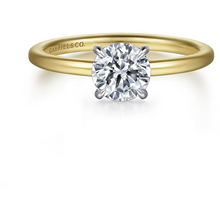 Load image into Gallery viewer, Gabriel &quot; Cari&quot; 14K White-Yellow Gold Solitaire with Hidden Halo Engagement Ring
