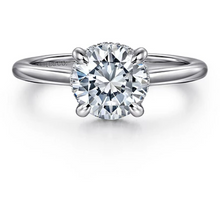 Load image into Gallery viewer, Gabriel &quot;Aldon&quot; 14K White Gold Hidden Halo Solitaire Engagement Ring
