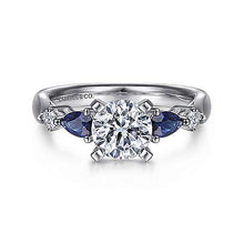 Load image into Gallery viewer, Gabriel &quot;Carrie&quot; 14K White Gold Sapphire and Diamond Engagement Ring
