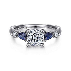 Gabriel "Carrie" 14K White Gold Sapphire and Diamond Engagement Ring