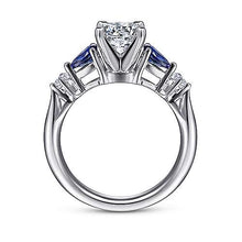 Load image into Gallery viewer, Gabriel &quot;Carrie&quot; 14K White Gold Sapphire and Diamond Engagement Ring
