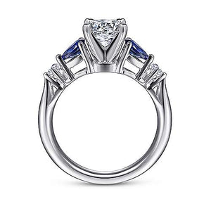 Gabriel "Carrie" 14K White Gold Sapphire and Diamond Engagement Ring