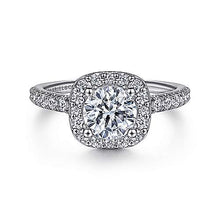 Load image into Gallery viewer, Gabriel &quot;Lyla&quot; 14K White Gold Cushion Halo Engagement Ring
