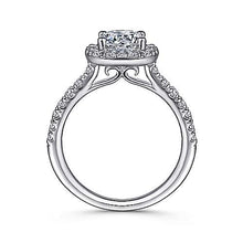 Load image into Gallery viewer, Gabriel &quot;Lyla&quot; 14K White Gold Cushion Halo Engagement Ring
