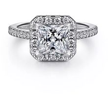 Load image into Gallery viewer, Gabriel 14K White &quot;Patience&quot; Princess Cut Diamond Engagement Ring
