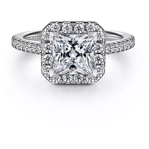 Gabriel 14K White "Patience" Princess Cut Diamond Engagement Ring
