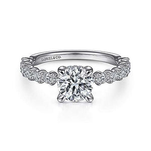 Gabriel " Zelmira" 14K White Gold Diamond Engagement Ring