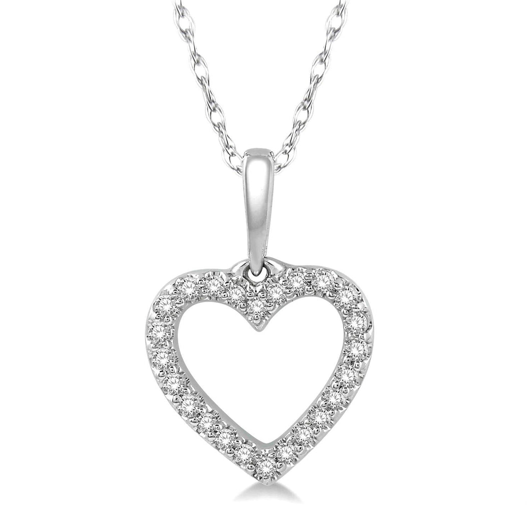 10K White Gold Diamond Heart Pendant