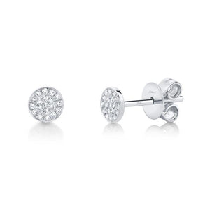 14K White Gold Diamond Round Stud Earrings