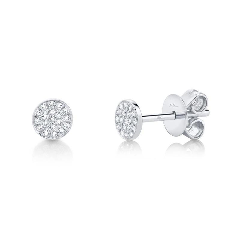 14K White Gold Diamond Round Stud Earrings