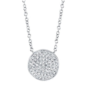 14K White Gold Diamond Pavé Circle Pendant