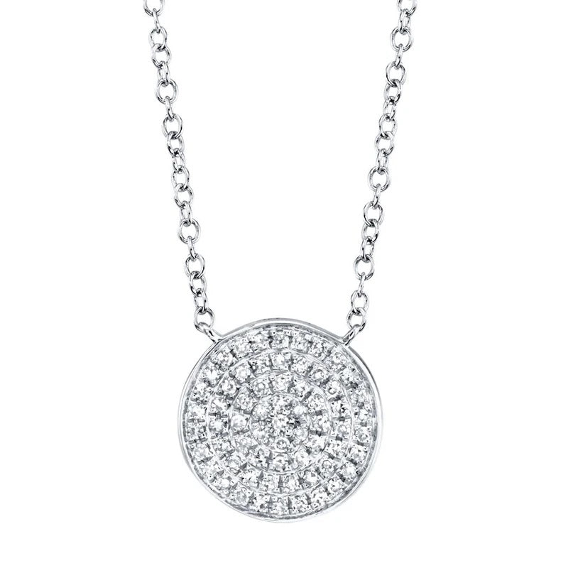 14K White Gold Diamond Pavé Circle Pendant