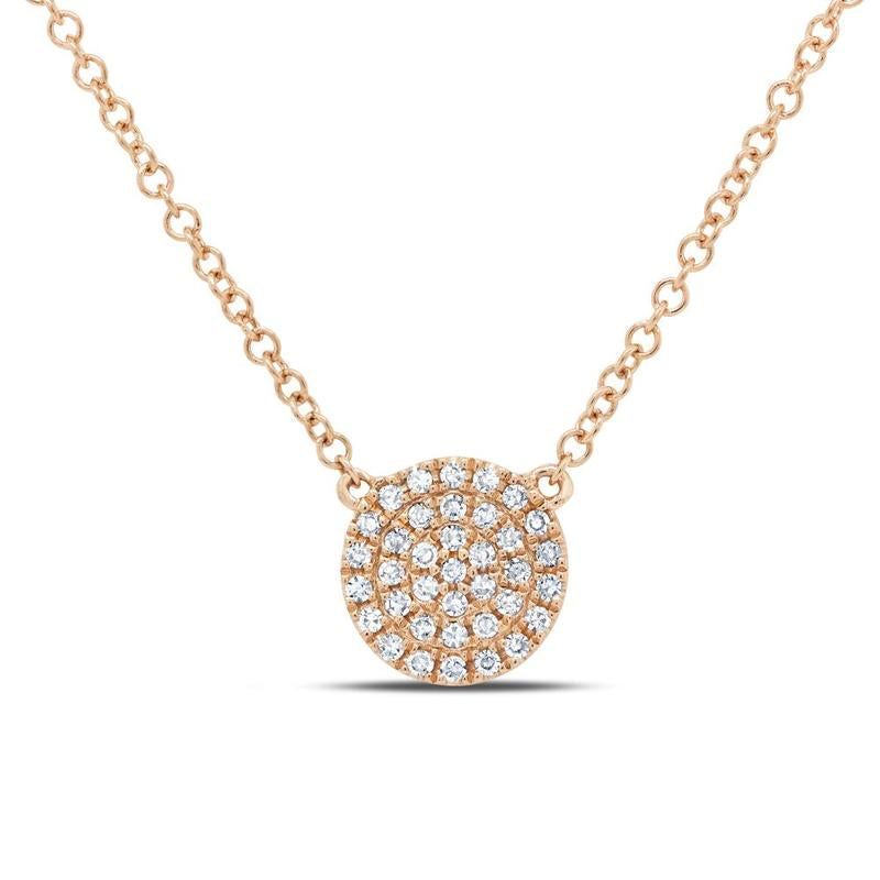 14K Rose Gold Diamond Pavé Circle Pendant