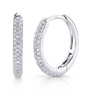 14K White Gold Diamond Pavé Huggie Earrings