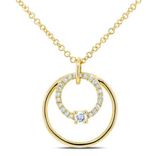 Load image into Gallery viewer, 14K Gold Diamond Double Circle Necklace
