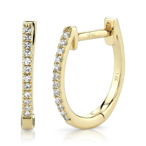 14K Yellow Gold Diamond Huggie Earrings