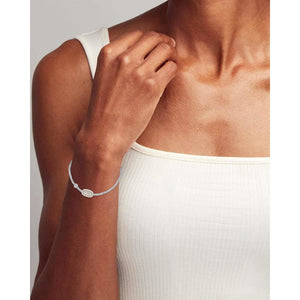 Kendra Scott Grayson Stretch Bracelet In Rhodium Metal with Ivory MOP