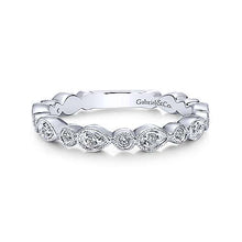 Load image into Gallery viewer, Gabriel 14K White Gold Diamond Pear and Round Diamond Station Stackable Band

