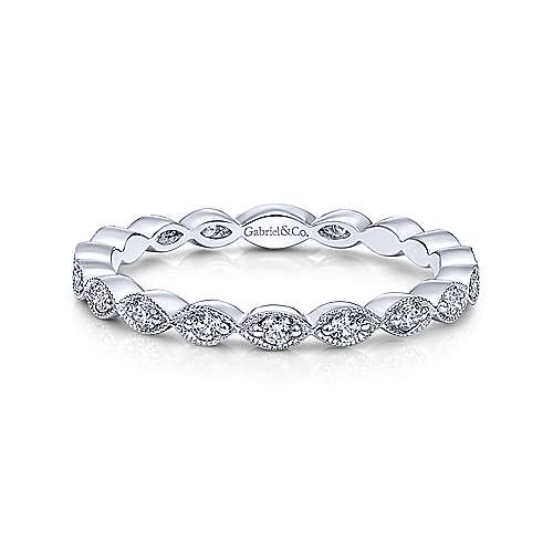 Gabriel 14K White Gold Diamond Marquise Station Stackable Band