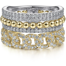 Load image into Gallery viewer, Gabriel 14K White &amp; Yellow Gold Easy Diamond Stackable Ring
