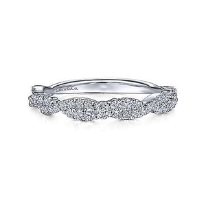 Gabriel 14K White Gold Twisted Diamond Stackable Ring