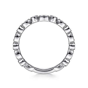 Gabriel 14K White Gold Marquise and Round Station Diamond Ring