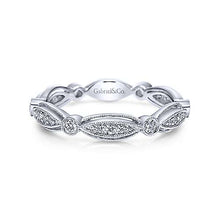 Load image into Gallery viewer, Gabriel 14K White Gold Scalloped Stackable Diamond Ring
