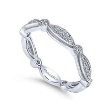 Load image into Gallery viewer, Gabriel 14K White Gold Scalloped Stackable Diamond Ring

