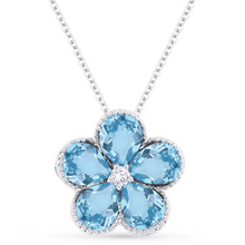 Load image into Gallery viewer, 14K White Gold Gemstone Flower and Diamond Accent Pendant
