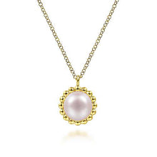 Load image into Gallery viewer, Gabriel 14K Yellow Gold Bujukan Beaded Frame Pearl Necklace
