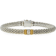 Load image into Gallery viewer, Lagos Sterling Silver and 18K YG Caviar Lux Diamond Bracelet
