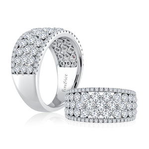 18K White Gold Diamond Five Row Ring