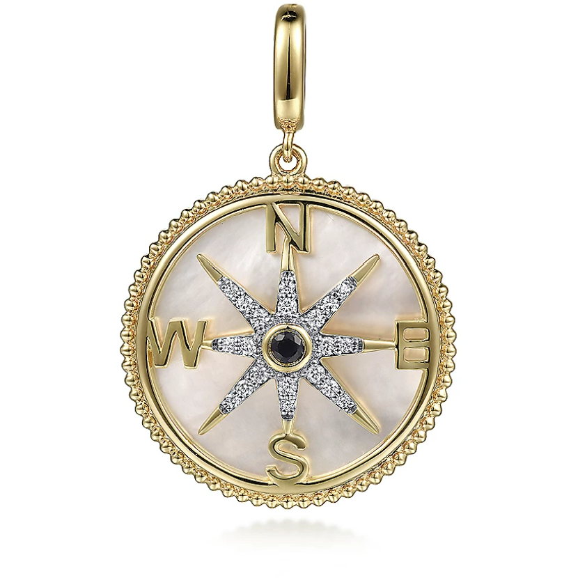 Gabriel 14K Yellow Gold Diamond & Blue Sapphire Compass Medallion