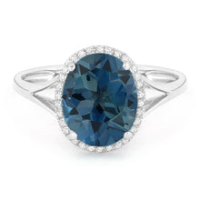 Load image into Gallery viewer, 14K White Gold Oval London Blue Topaz and Diamond Ring
