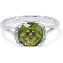 Load image into Gallery viewer, 14K White Gold Cushion Gemstone and Diamond Ring
