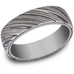 Benchmark Tantalum and Damascus Steel 6.5mm Wedding Band