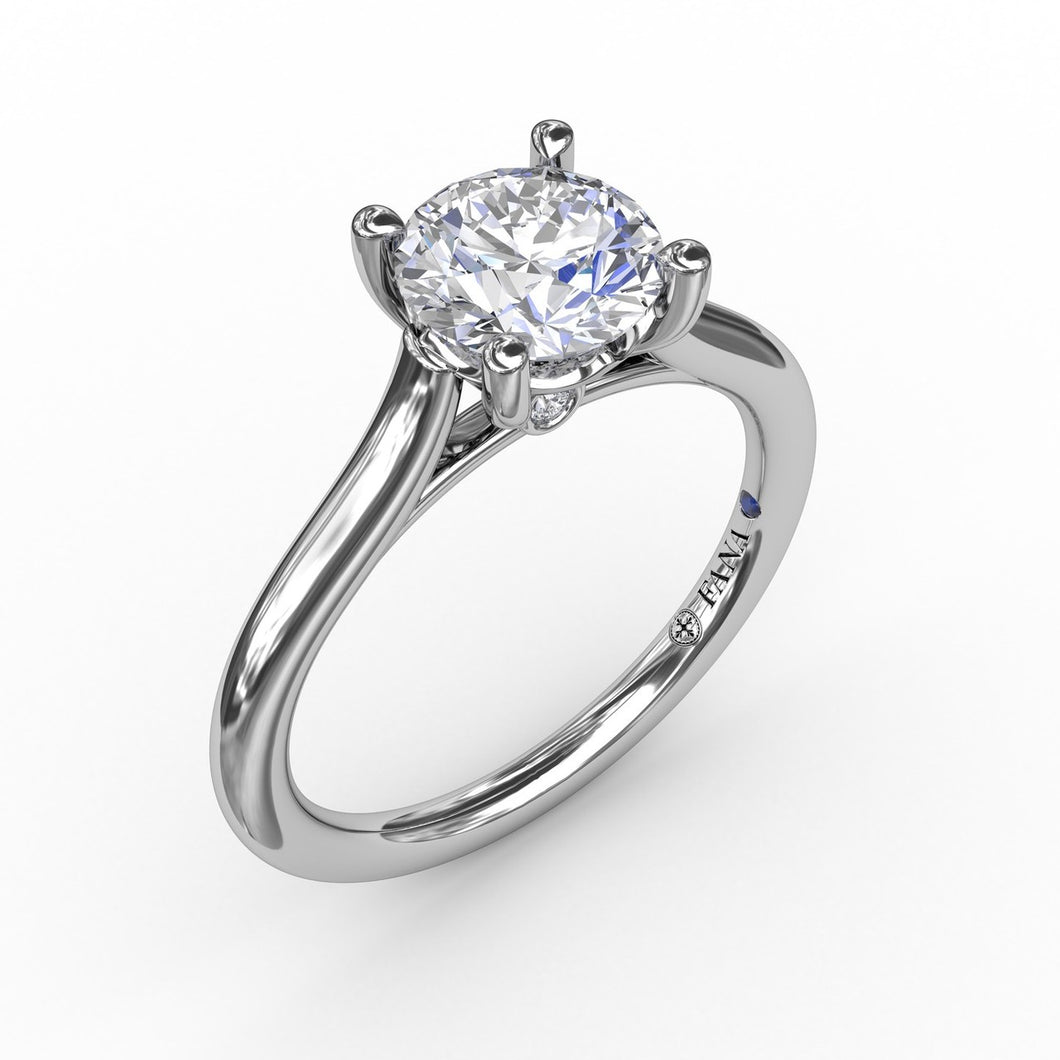 Fana 14K White Gold Solitaire with Peek-a-boo Diamonds