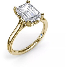 Load image into Gallery viewer, Fana 14K Yellow Gold Scalloped Hidden Halo Diamond Engagement Ring
