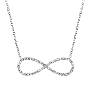 14K White Gold Diamond Infinity Necklace